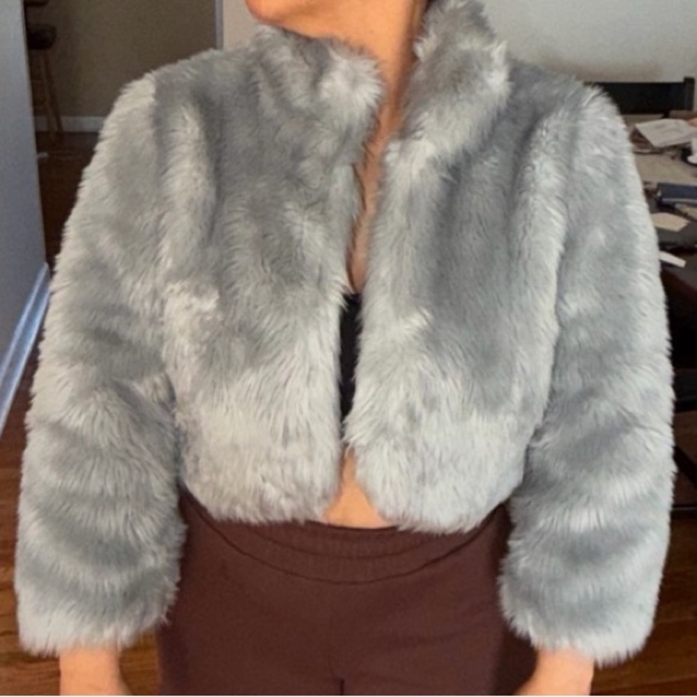 Ideology Light Gray Teddy Jacket - image 7